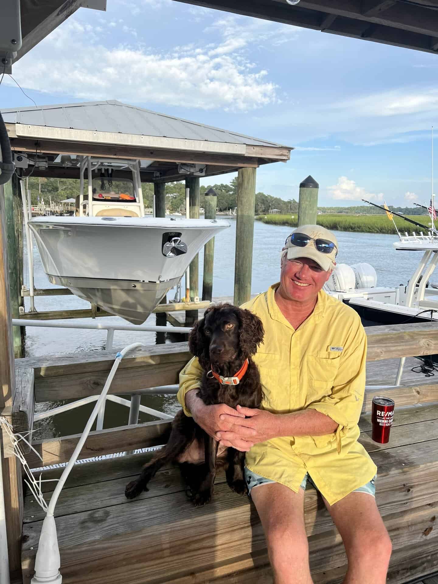 Trey Cantey and his dog Nelli who inspired him to start providing pet cremation Newberry SC